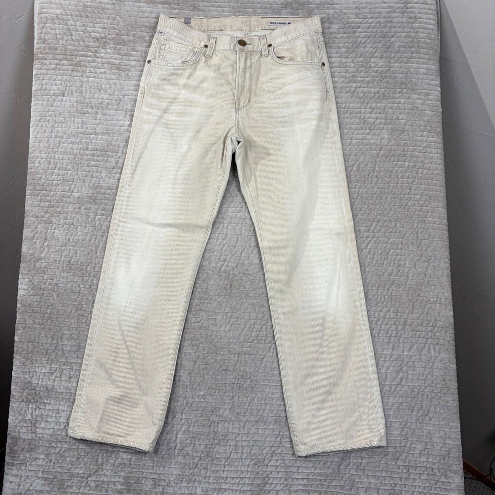 Citizens of Humanity Sid Straight Leg Pants Mens 31 Beige White Micro Stripe 604